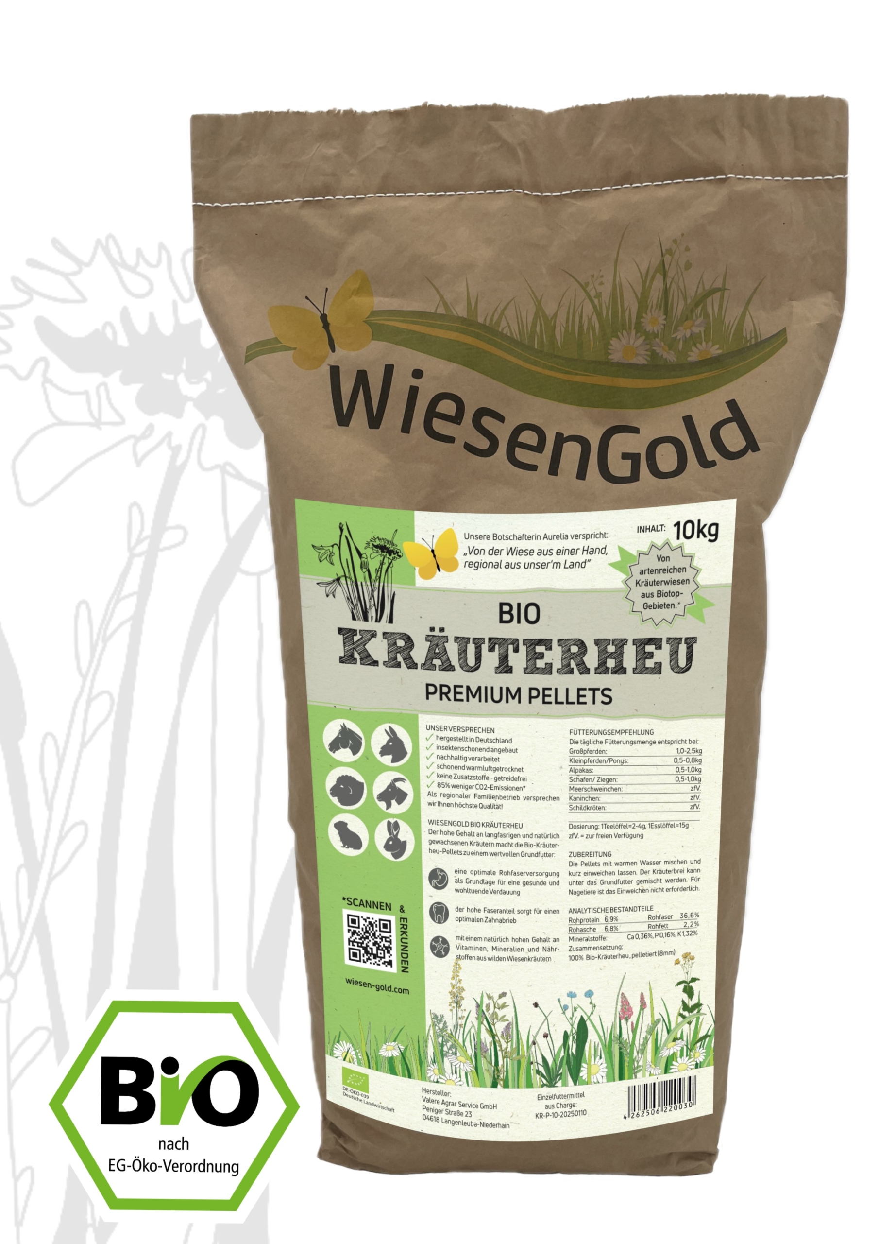 WiesenGold - BIO - Kräuterheu Pellets (10 kg)
