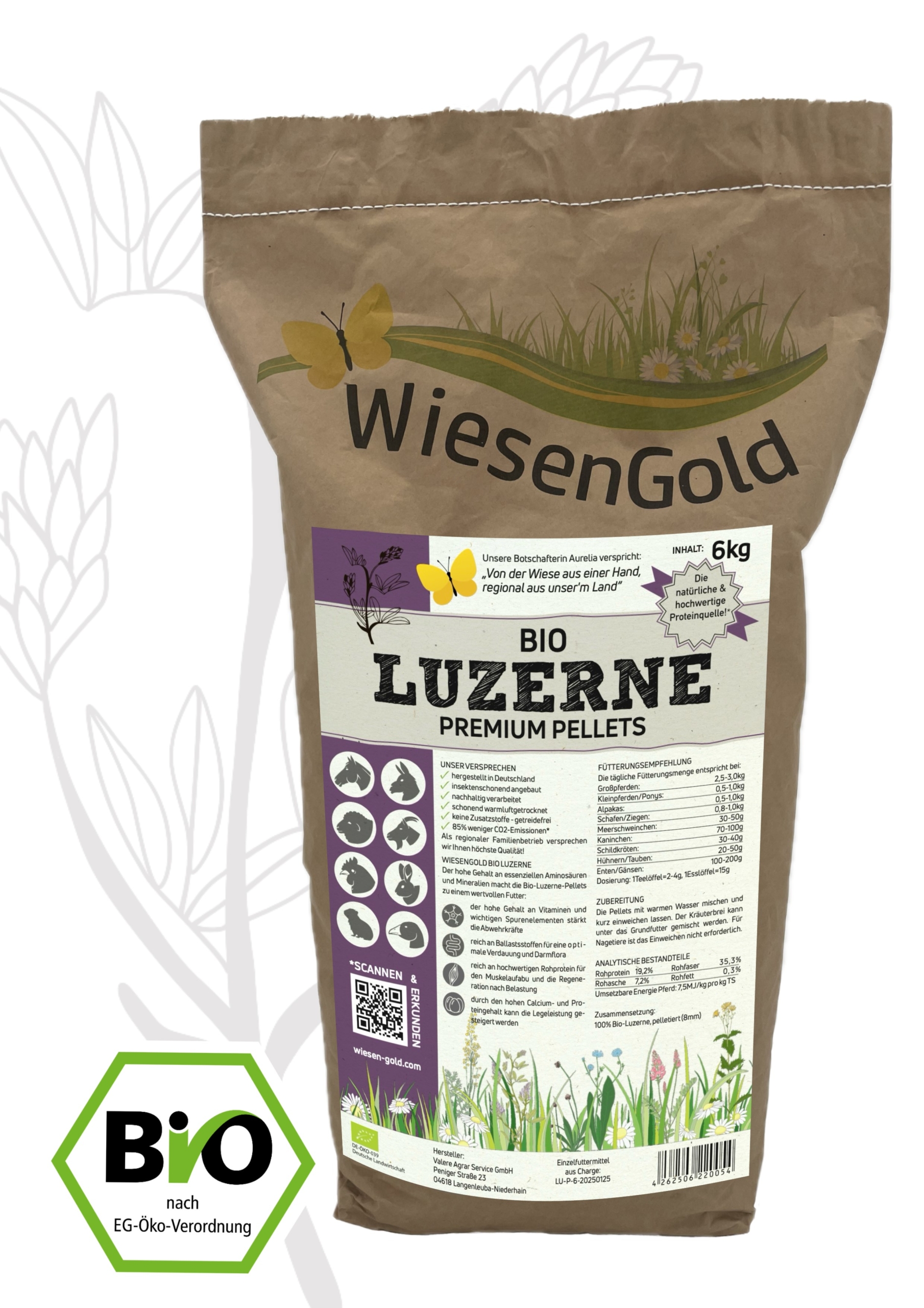 WiesenGold - BIO - Luzerne Pellets 6 kg